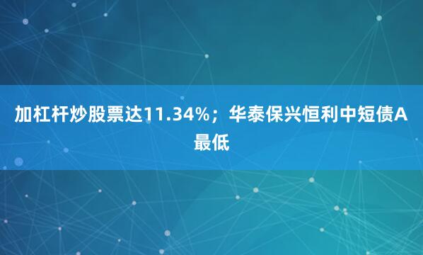 加杠杆炒股票达11.34%；华泰保兴恒利中短债A最低